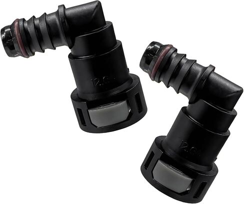 2 PCS Fuel Line Quick Connector, 3/8 SAE to 5/16 ID Nylon Tubing Straight Fuel Line Connector, Bundy Female to Hose Barb Straight Fitting Quick Plugs for Most Vehicles (Elbow) in Kuwait