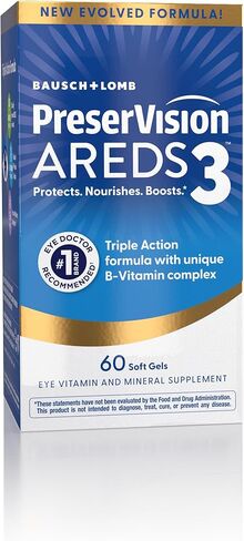 PreserVision AREDS 2 Eye Vitamin & Mineral Supplement with OCUSorb, 120 Vegan Soft Gels, Contains Lutein, Zeaxanthin, Vitamin C & E, Zinc, & Copper, Eye Health Supplements for Adults in Saudi Arabia
