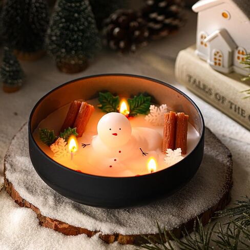 شمعة عيد الميلاد ذوبان شمعة رجل الثلج عيد الميلاد التوابل القرفة الصويا شمعة ثلج على شكل شمعة هدية الشتاء للنساء عيد الميلاد ريفي مزرعة ديكور المنزل الجداول in Kuwait