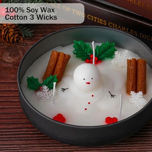 شمعة عيد الميلاد ذوبان شمعة رجل الثلج عيد الميلاد التوابل القرفة الصويا شمعة ثلج على شكل شمعة هدية الشتاء للنساء عيد الميلاد ريفي مزرعة ديكور المنزل الجداول in Kuwait