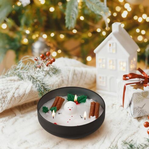 شمعة عيد الميلاد ذوبان شمعة رجل الثلج عيد الميلاد التوابل القرفة الصويا شمعة ثلج على شكل شمعة هدية الشتاء للنساء عيد الميلاد ريفي مزرعة ديكور المنزل الجداول in Kuwait