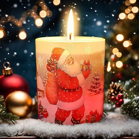 Christmas Scents Candles Festive Scented Candle Jars with Color Changing Light, 7.6Oz Soy Wax Fir & Cedarwood Fragrance, Christmas Candles for Holiday Decor(Snowman) in Kuwait