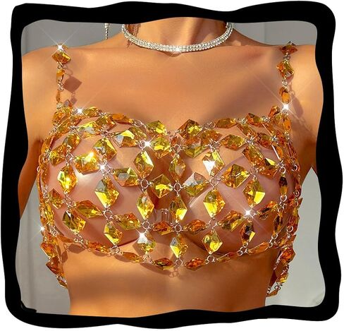 Aukmla Rhinestones سلسلة حمالة الصدر الفضية من محصول البلورة الفضية in Saudi Arabia
