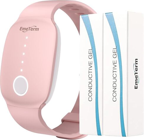 Emeterm Fashion Pink Anti -Nausea wristband تخفيف صباح حركة سفر سفر سفر الشحن نطاقات خالية من المخدرات بدون آثار جانبية - هلام موصل إضافي 2Pack in Kuwait
