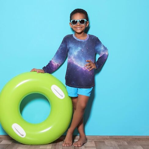 Kids Galaxy Stars Abstract Space Long Sleeve Rash Guard Shirt Blue Purple Swim Shirt for Boys Girls Upf 50+ 3-12T in Saudi Arabia