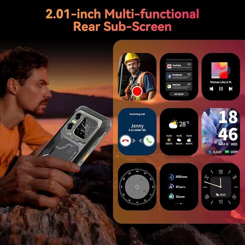 هاتف ذكي متين Blackview N6000، هاتف متين صغير الحجم 4.3 بوصة، 16 جيجابايت + 256 جيجابايت Helio G99 6nm، Android 13، ثنائي شريحة الاتصال 4G، وزن 208 جرام، كاميرا 48 ميجابكسل، هواتف مقاومة للماء IP68، شحن سريع 18 وات 3880 مللي أمبير، NFC in Kuwait