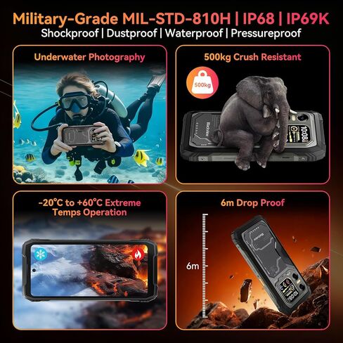 هاتف ذكي متين Blackview N6000، هاتف متين صغير الحجم 4.3 بوصة، 16 جيجابايت + 256 جيجابايت Helio G99 6nm، Android 13، ثنائي شريحة الاتصال 4G، وزن 208 جرام، كاميرا 48 ميجابكسل، هواتف مقاومة للماء IP68، شحن سريع 18 وات 3880 مللي أمبير، NFC in Kuwait