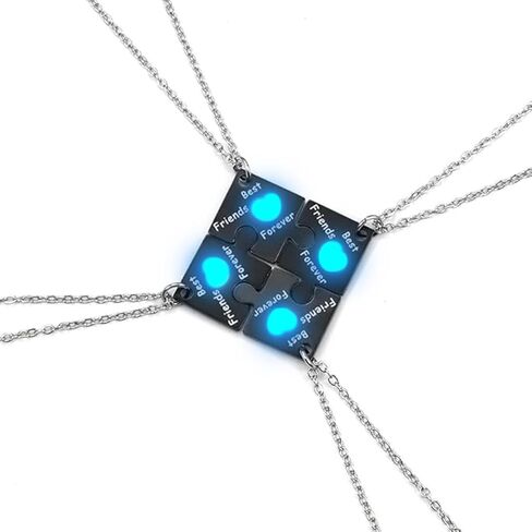 Stainless Steel BFF Friendship Puzzle Pendant Necklace Set, 4-Piece, with Luminous Function in Kuwait
