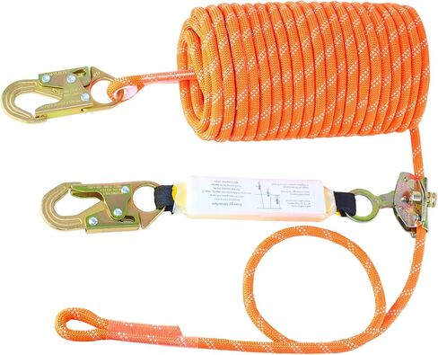 Vertical Lifeline Assembly 98 ft, Polyester Roofing Rope with Rope Grab Snap Hooks Shock Absorber, Fall Protection Roofing Safety Rope for Roofing Work in Kuwait