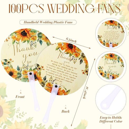 Roowest 100 Pcs Wedding Fans Bulk for Guests Floral Handheld Wedding Fans Gifts with Handle for Ceremony Bridal Shower Birthday Party Decoration in Saudi Arabia