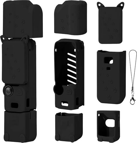 Pocket 3 Silicone Case Cover: Sleeve Protective Cover Lens Protector Compatible with Vlogging Camera DJI Osmo Pocket 3 Creator Combo Accessories (Black) in Kuwait