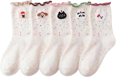 10 Pairs Bow Ruffle Socks Cute Girly Crew Socks Breathable Cotton Thin Pink Bow Frilly Coquette Stuff for Preppy Birthday Party Favors Gifts in Saudi Arabia