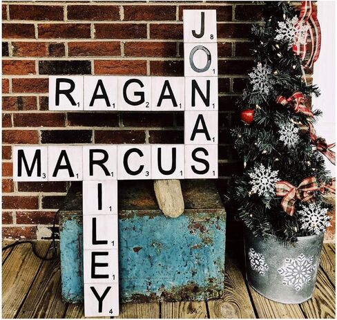 ilauke Scrabble Tiles for Crafts & 5x5 Blank Wood Square, Perfect for Wall Decor, Farmhouse Style, Scrabble Pieces, Wooden Letters (26 Large Scrabble Tiles, 36pcs Unfinished Wood Squares) in Kuwait