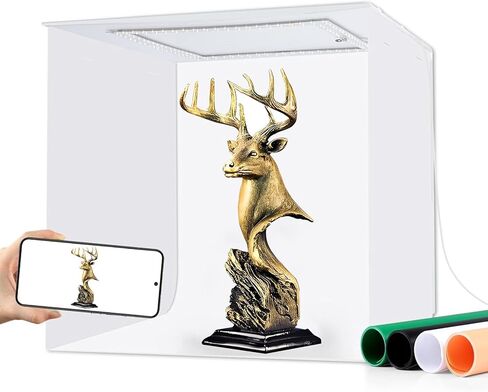 Mini Photo Studio Light Box, Portable Light Box Photography, 12"x12" Professional Dimmable Shooting Tent kit, 144 LED Lights (CRI >97) + 4 Photo Backdrops for Product Photography in Kuwait