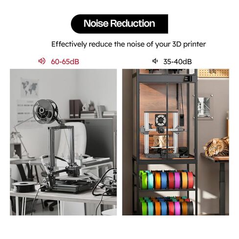 خزانة طابعة ثلاثية الأبعاد مع مساحة تخزين للشعيرات، حاوية طابعة ثلاثية الأبعاد مع تهوية، إضاءة LED، مقياس رطوبة حراري، مقاومة للحريق، مقاومة للغبار وتقليل الضوضاء، تناسب Creality Ender 3/Ender 3 Pro in Kuwait