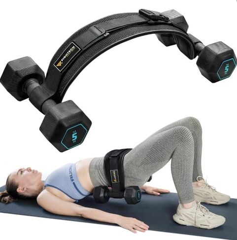 حزام تمرين الورك مع بطانة مقاومة للانزلاق - سهل الاستخدام مع الدمبل أو Kettlebell أو الأطباق - يحمي الوركين في صالة الألعاب الرياضية أو التدريبات المنزلية أو أثناء التنقل (وردي) in Kuwait