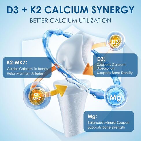 Nature Target Vitamin D3 K2 مع قوة الكالسيوم والمغنيسيوم-الحد الأقصى للعظام والقلب والمناعة-5000 IU فيتامين D3 ، 120 MCG K2 ، غير المعدلة وراثيًا ، خالية من الغلوتين ، 120 عددًا in Kuwait