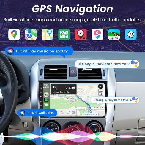 ستيريو راديو السيارة لـ Corolla 2009 2010 2011 2012 4G+32G: Android 13 Bluetooth 5.0 دقة شاشة السيارة 1280x800 مع نظام ملاحة GPS 5G-WiFi - دعم CarPlay Android Auto in Kuwait