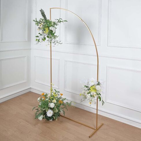 Tableclothsfactory Set of 4 | Gold Metal Wedding Arch Chiara Backdrop Stand, Half Moon Floral Frame Arbor Display - 2.5ft,5ft,6ft,6.5ft in Kuwait