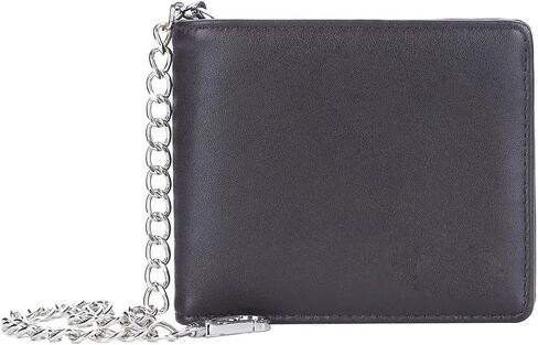 PINKPIN Mens Wallet with Chain, PU Leather Card Wallet Anti-Theft Short Wallet Chain for Biker, Motorcycle (Brown) in Kuwait