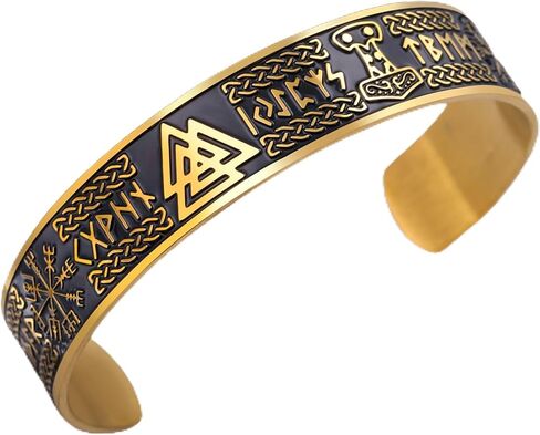 سوار Vassago Viking للرجال نساء Norse Runes Mjolnir Vegvisir Compass Triskele Valknut Helm of Awe Celtic Knot Triquetra Amulet Cuff Bangle Jewelry in Saudi Arabia