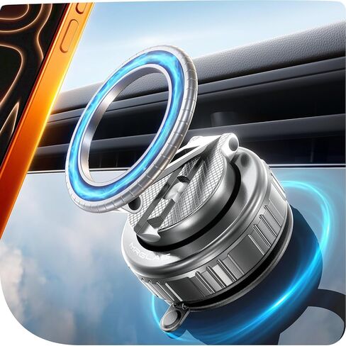 MRGLAS for MagSafe Car Mount with Car Charger [40 Strong Magnets] [360° Rotation] Air Vent Magnetic Cell Phone Holder [Double Metal Hook] Car Phone Mount Compatible iPhone 15 14 Pro Max Samsung S24 in Kuwait