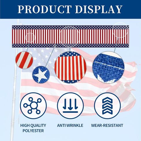 American Flag Stripe and Star Table Runner 72 x 13 Inch, Patriotic Red White Blue Table Runner for Memorial Day, 4th of July, and Veteran's Day, Perfect for Home, Party, Kitchen, Dining Decorations in Kuwait