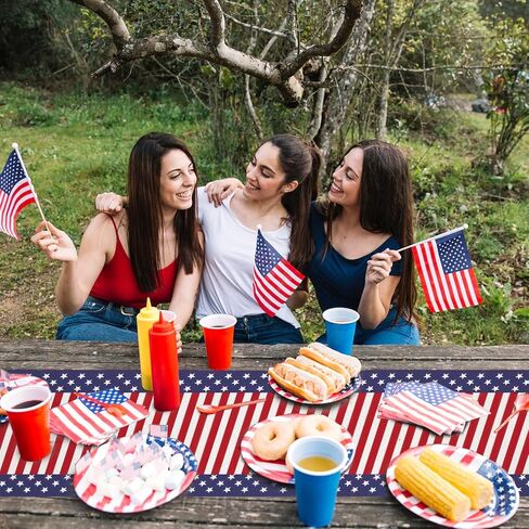 American Flag Stripe and Star Table Runner 72 x 13 Inch, Patriotic Red White Blue Table Runner for Memorial Day, 4th of July, and Veteran's Day, Perfect for Home, Party, Kitchen, Dining Decorations in Kuwait
