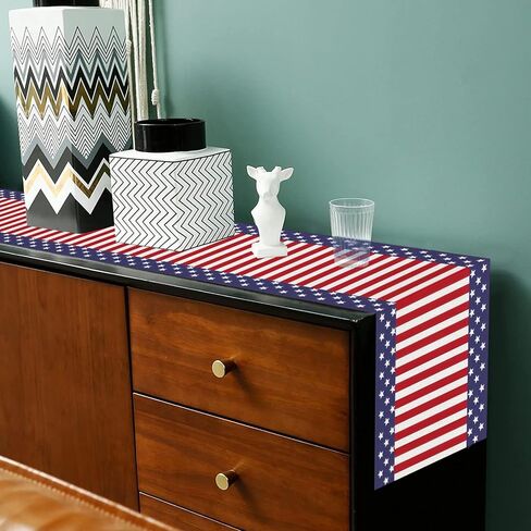 American Flag Stripe and Star Table Runner 72 x 13 Inch, Patriotic Red White Blue Table Runner for Memorial Day, 4th of July, and Veteran's Day, Perfect for Home, Party, Kitchen, Dining Decorations in Kuwait