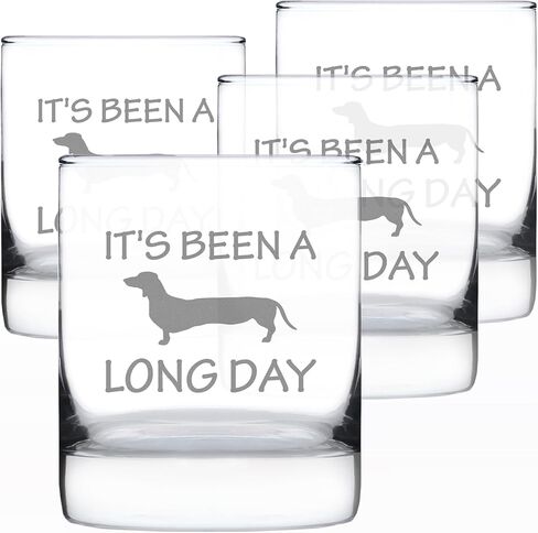 Long Day - Funny Dachshund Whiskey Rocks Glass Gifts for Men & Women - Fun Whisky Drinking Tumbler Décor in Kuwait