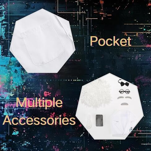 LMYOVE Kids Mad Scientist Costume 100th Day of School Crazy Lab Outfit Old Man 8Pcs in Halloween Dress up in Saudi Arabia