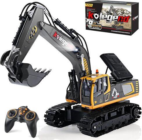 kolegend Remote Control Excavator Toy 16 Inch, 11 Channel RC Construction Vehicles Hydraulic Haulers Digger Toys Gift for 6+ Years Old Kids Boys in Kuwait