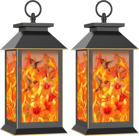 Decor Modern Farmhouse Lantern Decor Set of 2, Black Metal Candle Lanterns, Wooden Lanterns Decorative w/Timer & Remote-Controlled Flickering Candles for Home, Indoor, Table, Fireplace Mantle Décor in Saudi Arabia