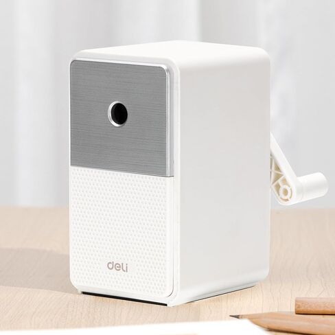 Deli Manual Pencil Sharpener - Auto-in Hand Crank with Adjustable Point for Colored Pencils, Kids, Students, Classroom, Home and Office, Brown in Kuwait