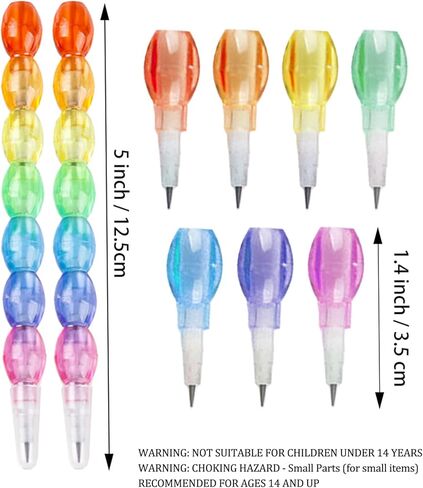 36 قطعة من أقلام رصاص بألوان قوس قزح قابلة للتكديس، أقلام رصاص بلاستيكية للأطفال، أقلام رصاص للأطفال، أقلام رصاص 7 في 1 لمستلزمات حفلات أعياد الميلاد ومعدات المرح المدرسية in Kuwait