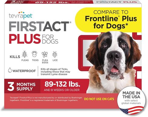 FirstAct Plus Flea Treatment for Dogs, Extra Large Dogs 89+ lbs, 3 Doses, Same Active Ingredients as Frontline Plus Flea and Tick Prevention for Dogs in Kuwait