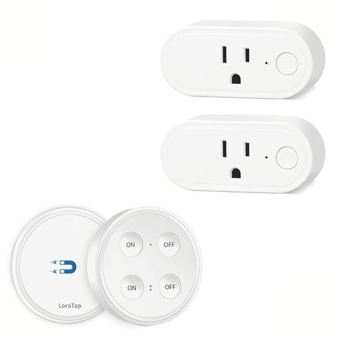 LoraTap Mini Remote Control Outlet Plug Adapter with Remote, 656ft Range Wireless Light Switch for Household Appliances, No Hub Required, 10A/1100W, White, 2 Years Warranty (One Remote + 2 Outlets) in Kuwait