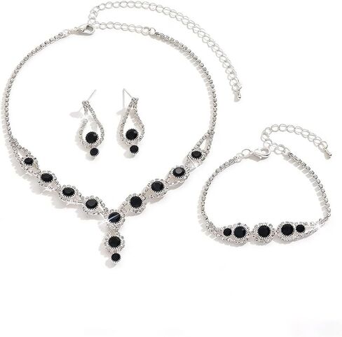 JEWEKY Blue Jewelry Sets Rhinestone Bridal Wedding Necklace Set for Women in Saudi Arabia