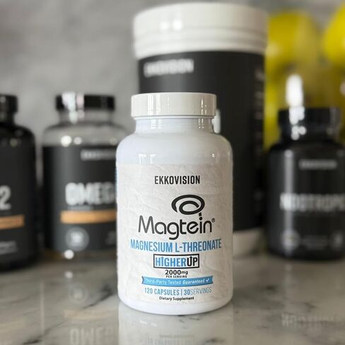 x Higher Up Magtein Magnesium L-Threonate, Memory & Cognitive Function Support, Magnesium Supplement with Essential Minerals for Men & Women, 2000 MG Per SVG, 120 Easy-to-Swallow Capsules in Kuwait