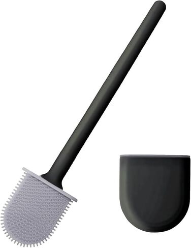 Toilet Brush,Deep Cleaner Silicone Toilet Brushes with No-Slip Long Plastic Handle and Flexible Bristles,Silicone Toilet Brush with Quick Drying Holder Set in Saudi Arabia