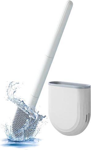 فرشاة المرحاض، فرش المرحاض السيليكون ذات التنظيف العميق مع مقبض بلاستيكي طويل مانع للانزلاق وشعيرات مرنة، فرشاة المرحاض السيليكون مع مجموعة حامل التجفيف السريع in Kuwait