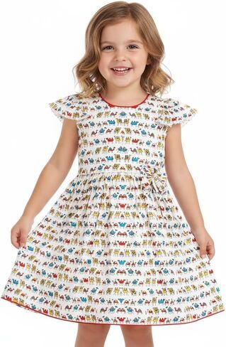 Chandrakala Toddler Girls Frock for Kids Flutter Sleeve Printed Summer Dress (KG124-P) in Saudi Arabia