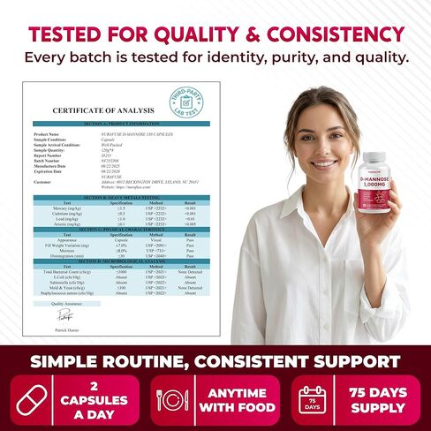 D-Mannose with Cranberry, Uva Ursi, Hibiscus, Ginger, Black Pepper - Supports Urinary Tract Health, Bladder Cleanse - Made and Tested in The USA in Kuwait
