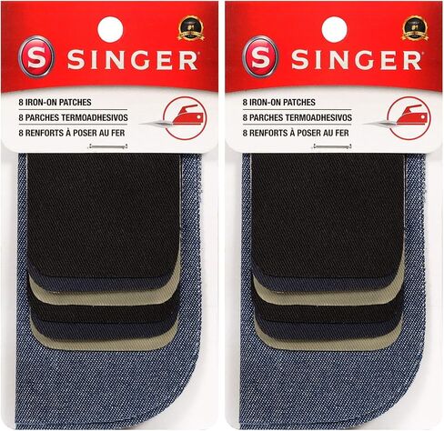 SINGER Denim & Twill Iron-On Patches Combo, 8pc Assorted in Kuwait