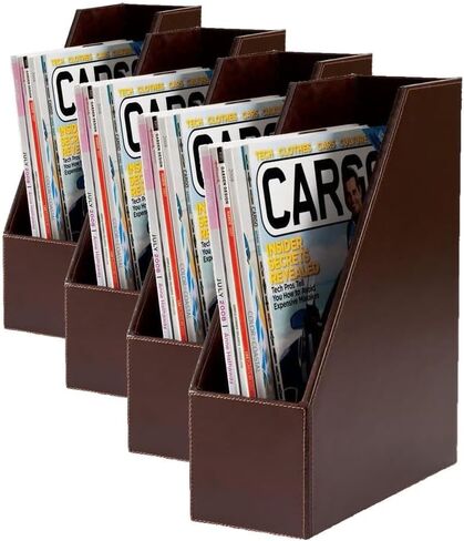 Dacasso Dark Brown Bonded Leather Magazine Rack in Saudi Arabia