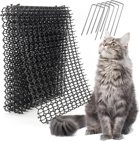 Ley's 10 Pack Scat Mat for Cats, Max Combination Length - 13 ft, Cat Deterrent with Spikes Outdoor & Indoor, 16 X 12 in Anti Cat Mat for Yard, Garden Fence Animal Barrier in Kuwait