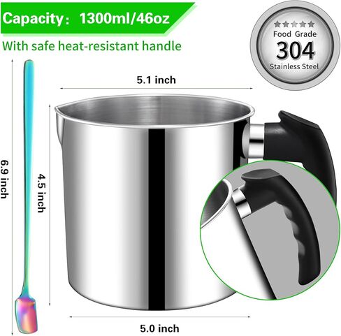 Candle Making Pouring Pot, 2.5LB Double Boiler Wax Melting Pot, 304 Stainless Steel Candle Making Pitcher, 1pc Spoon, Silvery Melting Pot with Heat-Resistant Handle and Dripless Pouring Spout Design in Kuwait