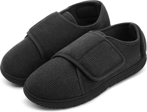 Mens Memory Foam Diabetic Slippers Comfy with Coral Fleece Lining for Arthritis Edema Swollen Feet House Shoes for Men in Kuwait