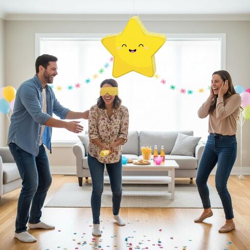 Hicarer Yellow Pinata Star Pinata for Kids Star Birthday Pinata Star Yellow Foil Party Supplies Favors Pinata Decor for Kids Birthday Party Twinkle Twinkle Little Star Gender Reveal Baby Shower in Kuwait