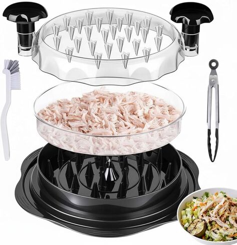 Large Chicken Shredder Tool Twist 10'' Visible Breast Meat Shredder Machine with Cleaning Brush & Tong Anti-Slip Ergonomic Handle, Removable Tray, Dishwasher Safe, BPA Free in Saudi Arabia
